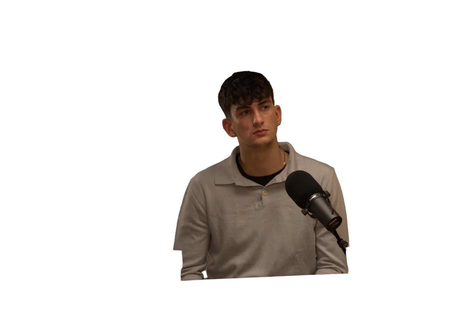 Giannis behind the podcast mic