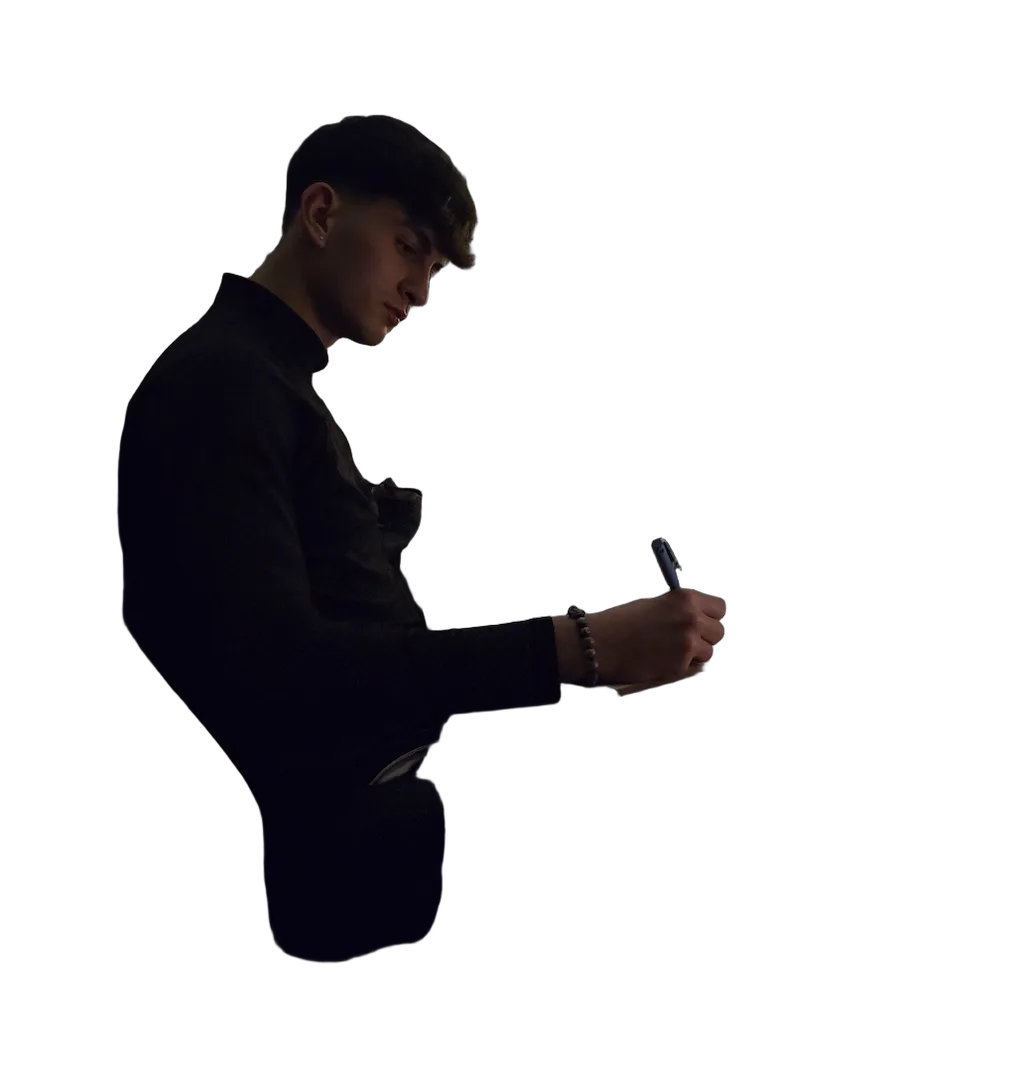 Giannis editing at his desk